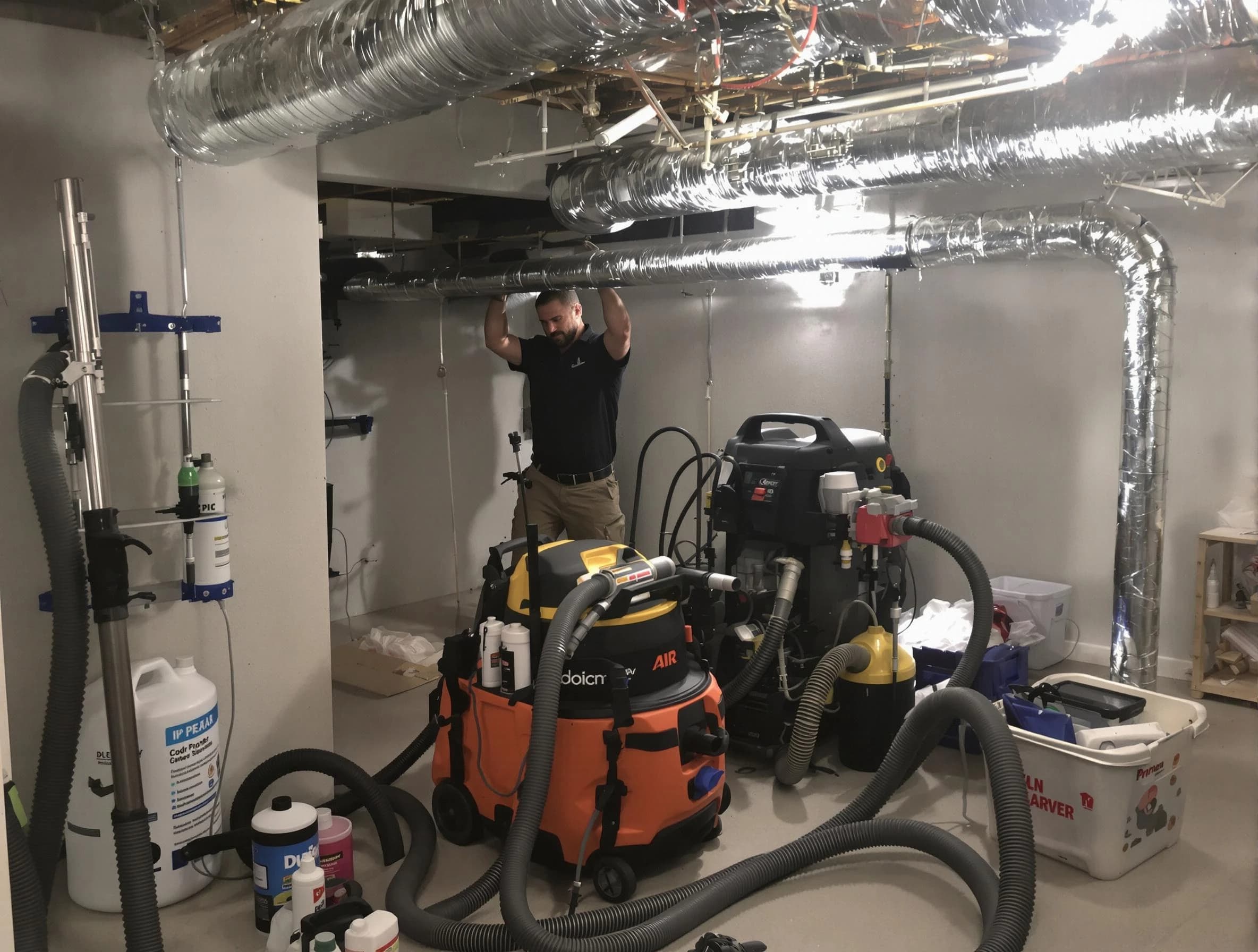 Chelsea Air Duct Cleaning specialist performing professional mold removal from air ducts using safety equipment in Chelsea